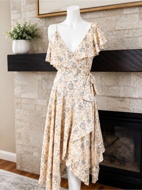 Zimmermann 100% Silk Asymmetrical Floral Ruffle Dress – Size 2